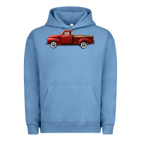 Pigment Pebble Blue western red truck right side view Urban Hoodie - FaDigitalArtStudio