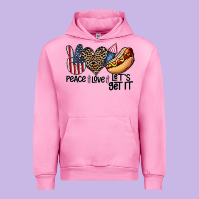 Peace Love Let's Get It Urban Hoodie Designed By Cowhidedigitalart
