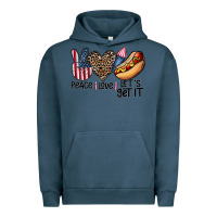 Pigment Midnight Navy peace love let's get it Urban Hoodie - CowhideDigitalArt