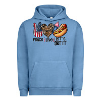 Pigment Pebble Blue peace love let's get it Urban Hoodie - CowhideDigitalArt