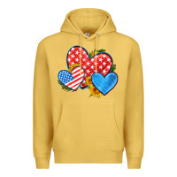Antique Gold usa flag hearts with sunflower Premium Hoodie - HRA Design Shop