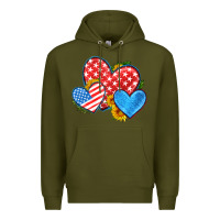 Usa Flag Hearts With Sunflower Premium Hoodie | Teevron