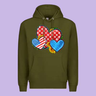 Usa Flag Hearts With Sunflower Premium Hoodie Designed By Hra Design Shop