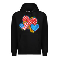 Black usa flag hearts with sunflower Premium Hoodie - HRA Design Shop