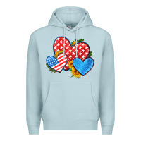 Blue Mist usa flag hearts with sunflower Premium Hoodie - HRA Design Shop