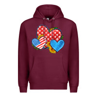 Burgundy usa flag hearts with sunflower Premium Hoodie - HRA Design Shop
