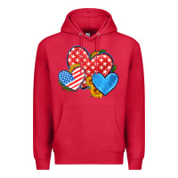 Cardinal usa flag hearts with sunflower Premium Hoodie - HRA Design Shop