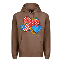 Chestnut usa flag hearts with sunflower Premium Hoodie - HRA Design Shop