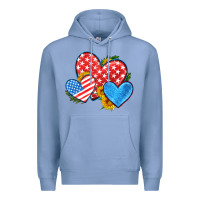 Colony Blue usa flag hearts with sunflower Premium Hoodie - HRA Design Shop