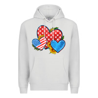 Dove Grey usa flag hearts with sunflower Premium Hoodie - HRA Design Shop