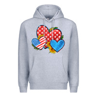 Heather Grey usa flag hearts with sunflower Premium Hoodie - HRA Design Shop