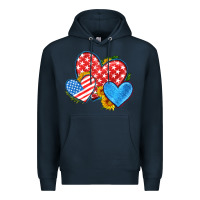 Navy usa flag hearts with sunflower Premium Hoodie - HRA Design Shop