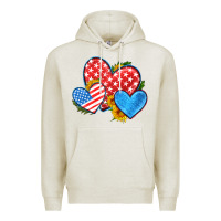 Oatmeal Heather usa flag hearts with sunflower Premium Hoodie - HRA Design Shop