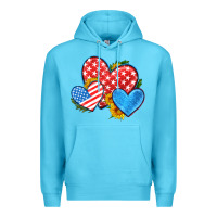 Ocean Blue usa flag hearts with sunflower Premium Hoodie - HRA Design Shop