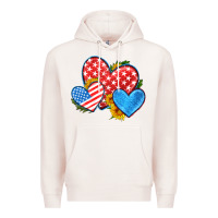 Pale Pink usa flag hearts with sunflower Premium Hoodie - HRA Design Shop