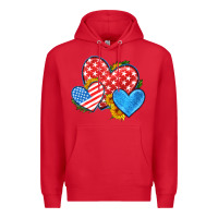 Red usa flag hearts with sunflower Premium Hoodie - HRA Design Shop