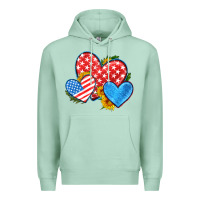Seafoam usa flag hearts with sunflower Premium Hoodie - HRA Design Shop