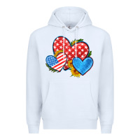 White usa flag hearts with sunflower Premium Hoodie - HRA Design Shop