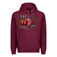 Burgundy eat fresh buy local Premium Hoodie - CowhideDigitalArt