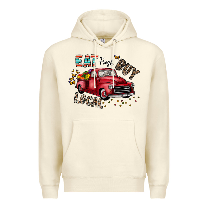 Eat Fresh Buy Local Premium Hoodie by CowhideDigitalArt | Teevron