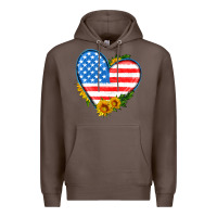 Coffee usa flag heart with sunflower Premium Hoodie - HRA Design Shop