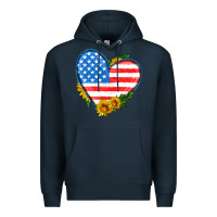 Navy usa flag heart with sunflower Premium Hoodie - HRA Design Shop
