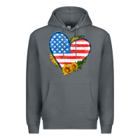 Rock usa flag heart with sunflower Premium Hoodie - HRA Design Shop