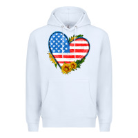 White usa flag heart with sunflower Premium Hoodie - HRA Design Shop