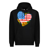 Black usa flag heart with sunflower Premium Hoodie - HRA Design Shop