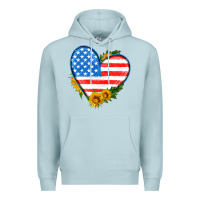 Blue Mist usa flag heart with sunflower Premium Hoodie - HRA Design Shop