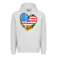 Dove Grey usa flag heart with sunflower Premium Hoodie - HRA Design Shop