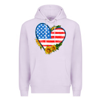 Lilac usa flag heart with sunflower Premium Hoodie - HRA Design Shop