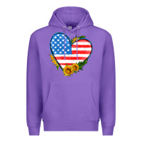 Purple usa flag heart with sunflower Premium Hoodie - HRA Design Shop
