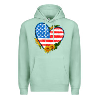 Seafoam usa flag heart with sunflower Premium Hoodie - HRA Design Shop