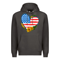 Smoke usa flag heart with sunflower Premium Hoodie - HRA Design Shop