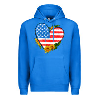 True Royal usa flag heart with sunflower Premium Hoodie - HRA Design Shop