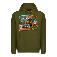 Army Green rodeo sunflower cactus cassette Premium Hoodie - FaDigitalArtStudio
