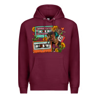 Burgundy rodeo sunflower cactus cassette Premium Hoodie - FaDigitalArtStudio