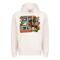 Pale Pink rodeo sunflower cactus cassette Premium Hoodie - FaDigitalArtStudio