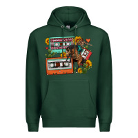 Sports Green rodeo sunflower cactus cassette Premium Hoodie - FaDigitalArtStudio