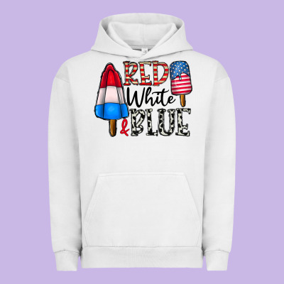 Red White Blue Urban Hoodie Designed By Cowhidedigitalart