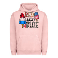 Pigment Salmon red white blue Urban Hoodie - CowhideDigitalArt