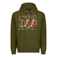 Army Green I Tackled 100 Days of School Premium Hoodie - RacoonDesign