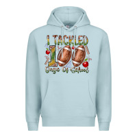 Blue Mist I Tackled 100 Days of School Premium Hoodie - RacoonDesign