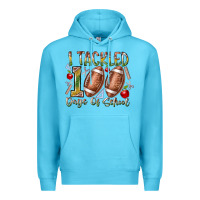 Ocean Blue I Tackled 100 Days of School Premium Hoodie - RacoonDesign