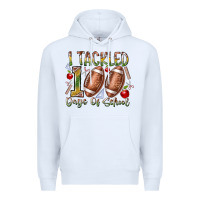 White I Tackled 100 Days of School Premium Hoodie - RacoonDesign