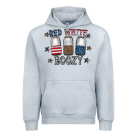 Heather Grey red white boozy Urban Hoodie - CowhideDigitalArt
