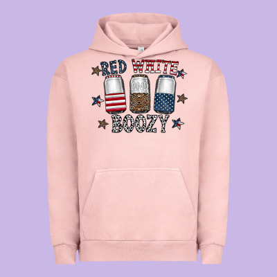 Red White Boozy Urban Hoodie Designed By Cowhidedigitalart