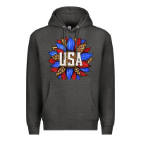 Charcoal Heather american sunflower Premium Hoodie - HRA Design Shop