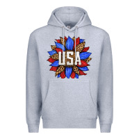 Heather Grey american sunflower Premium Hoodie - HRA Design Shop